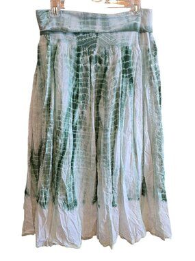 Cute Options Green & White Tie-Dye Cotton Boho Tuck-In Gorg Eyelet lace